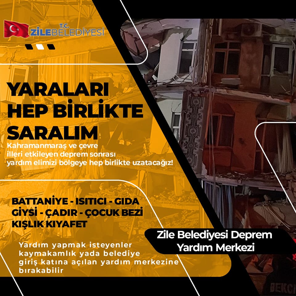 Zile Yardım Elini Deprem Bölgesine Uzatacak