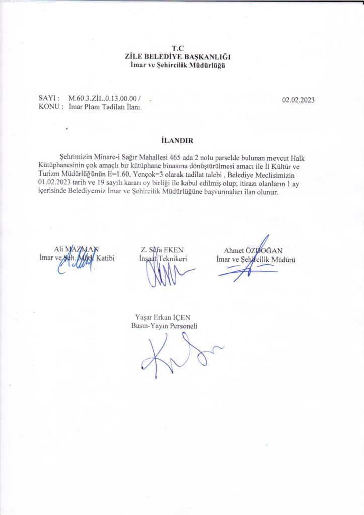 02.02.2023 İmar Tadilat Planı