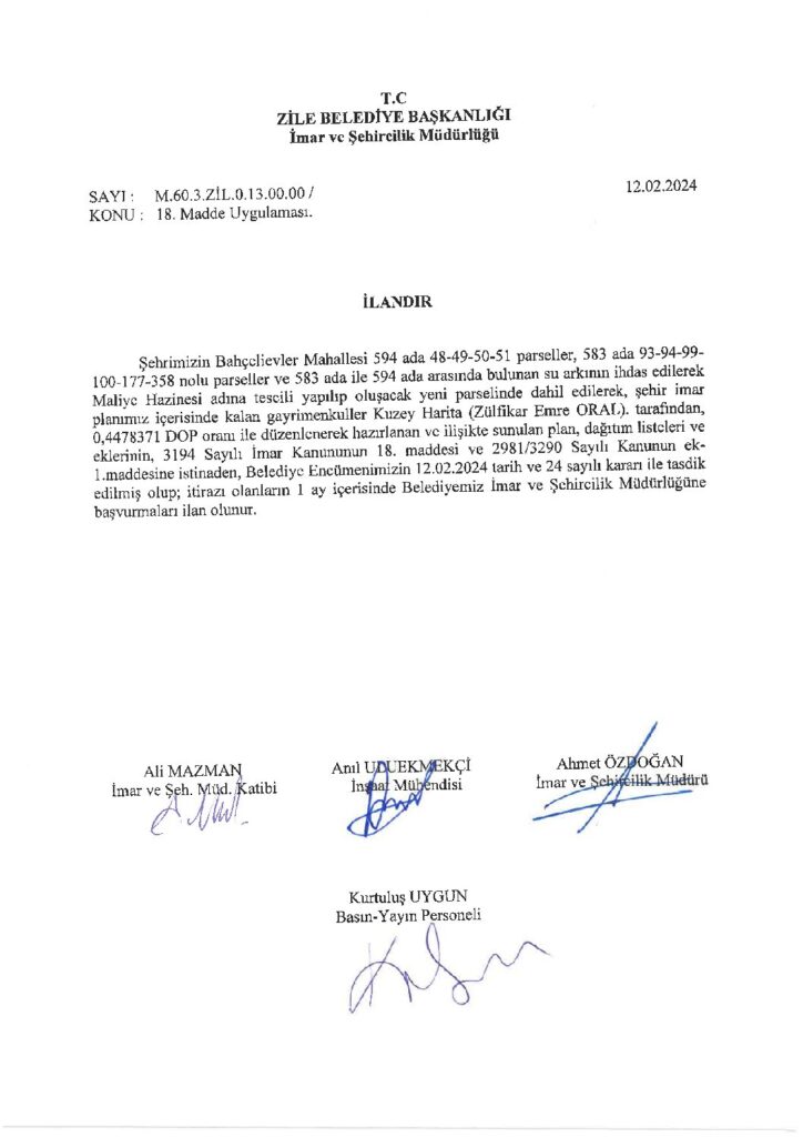 İmar Plan Tadilatı 12.02.2024