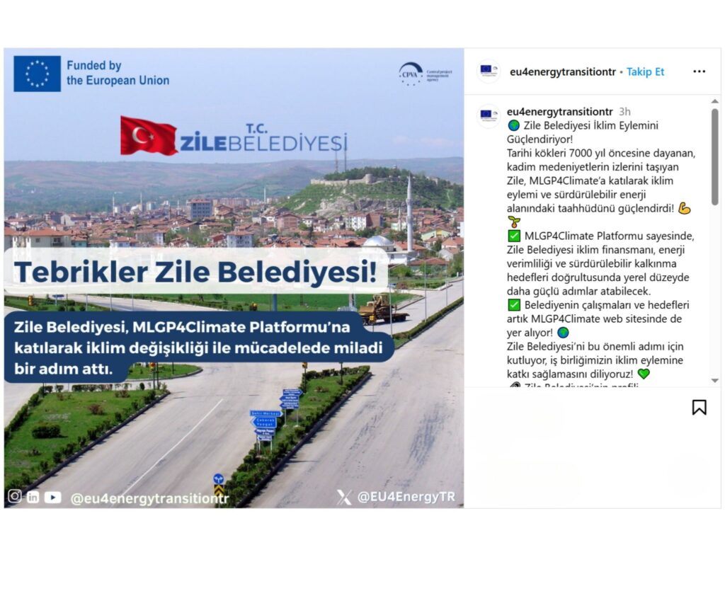Zile Belediyesi olarak MLGP4Climate Platformuna ve Küresel Belediye Başkanları Sözleşmesi’ne (GCoM) Katıldık!