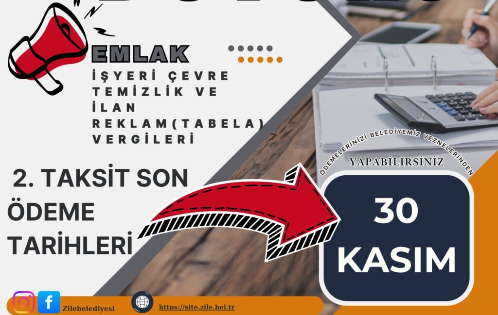 DUYURU İŞYERİ ÇEVRE TEMİZLİK ve İLAN – REKLAM (TABELA) VERGİLERİ